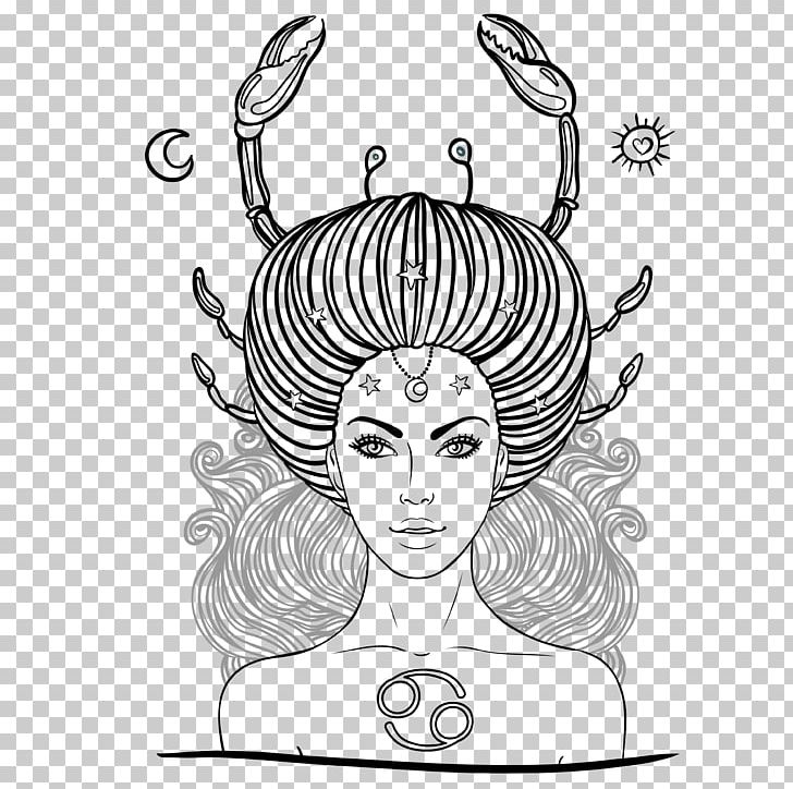 Zodiac Cancer Astrological Sign Coloring Book Drawing PNG, Clipart, Aries, Arm, Artwork, Astrological Sign, Astrology Free PNG Download