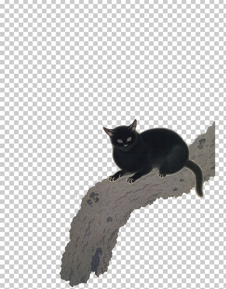 Eisei Bunko Museum Black Cat (Kuroki Neko) Cat And Plum Blossoms Painting PNG, Clipart, Art, Artist, Black, Black Cat, Carnivoran Free PNG Download