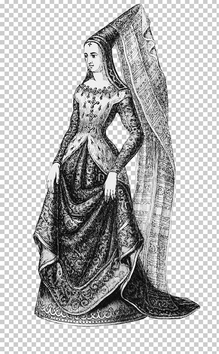 Middle Ages Drawing 15th Century Female Woman PNG, Clipart, 15th Century, Art, Artwork, Black And White, Costume Free PNG Download