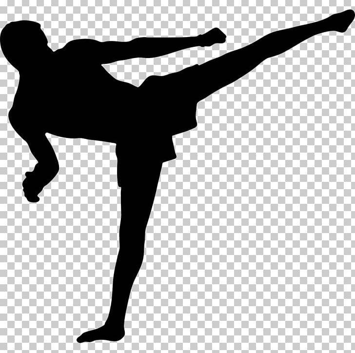 Muay Thai Kickboxing Combat Wall Decal PNG, Clipart, Arm, Balance, Ballet Dancer, Black And White, Boxing Free PNG Download