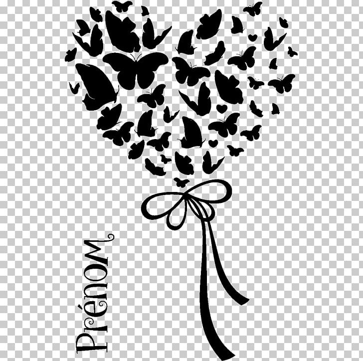 Sticker Wall Decal Label Butterflies And Moths PNG, Clipart, Black And White, Branch, Butterflies And Moths, Decal, Flora Free PNG Download