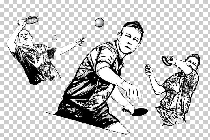 Table Tennis Racket PNG, Clipart, Arm, Art, Black And White, Border Sketch, Cartoon Free PNG Download