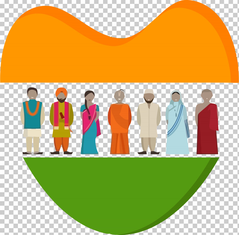 Happy India Republic Day PNG, Clipart, Conversation, Happy India Republic Day, Line, Orange, People Free PNG Download
