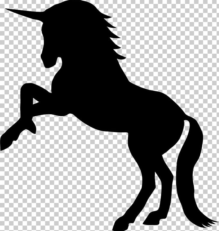 Horse Rearing Unicorn Silhouette PNG, Clipart, Animals, Black, Black And White, Colt, Drawing Free PNG Download
