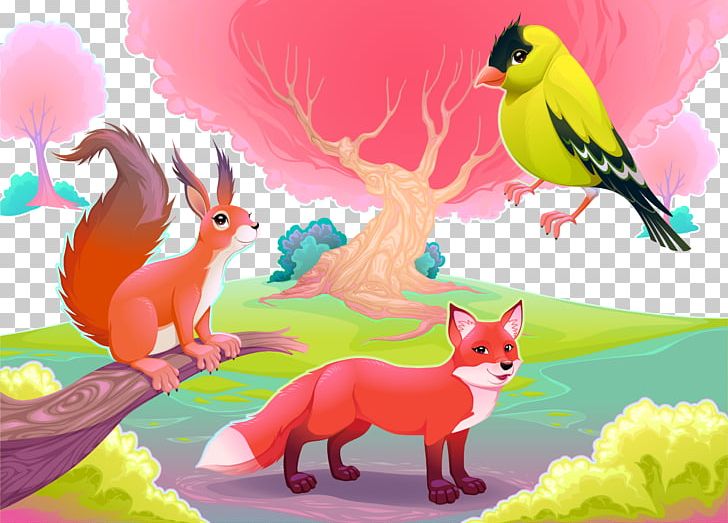 Cartoon Funny Animal Theatrical Scenery Illustration PNG, Clipart, Animal, Animals, Art, Beak, Bird Free PNG Download