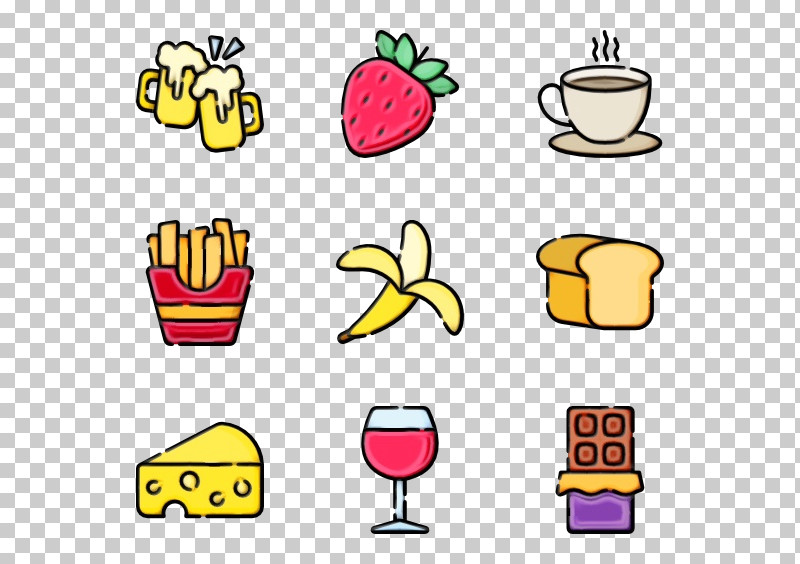 Yellow Cartoon Junk Food Icon Happy PNG, Clipart, Cartoon, Happy, Junk Food, Paint, Watercolor Free PNG Download