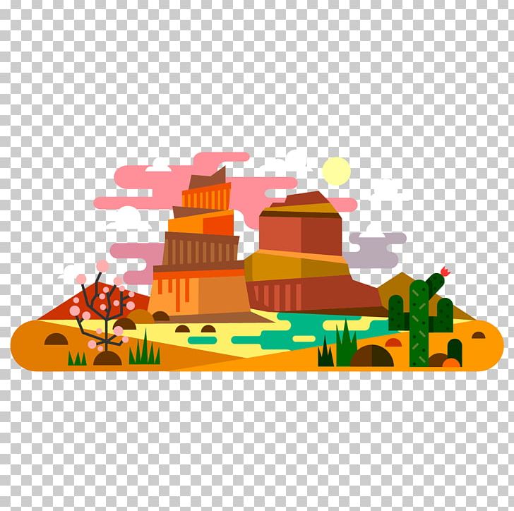 American Frontier Flat Design Landscape Illustration PNG, Clipart, American Frontier, Arizona Desert, Attraction, Attractions Vector, Attractive Free PNG Download