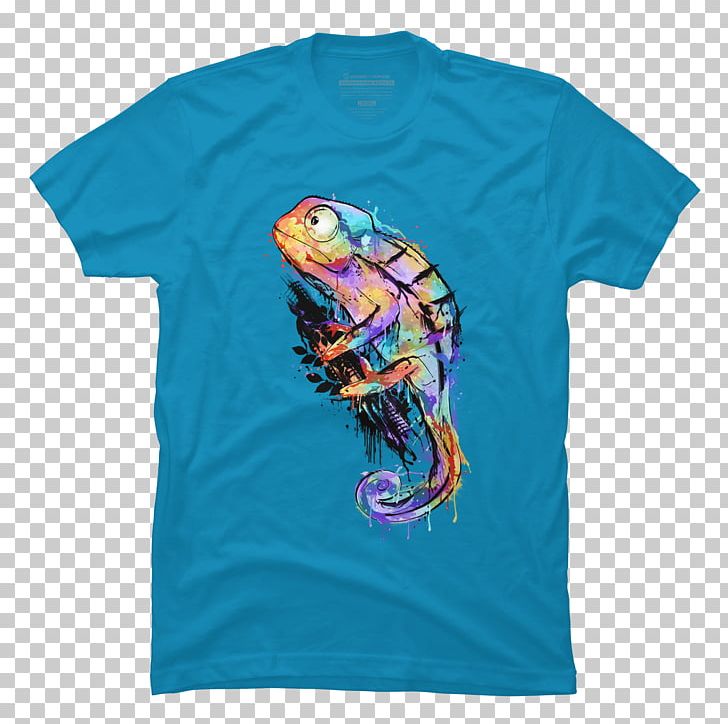 Printed T-shirt Hoodie Top Clothing PNG, Clipart, Active Shirt, Blue, Chameleon, Clothing, Crew Neck Free PNG Download