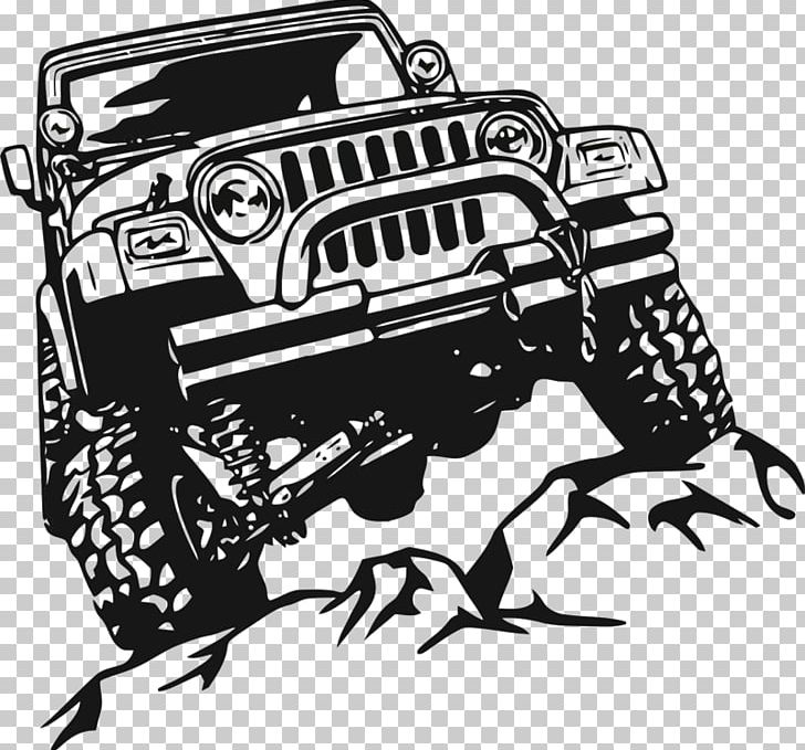 Jeep Wrangler Car Wall Decal PNG, Clipart, Automotive Design, Automotive Exterior, Automotive Tire, Auto Part, Black And White Free PNG Download