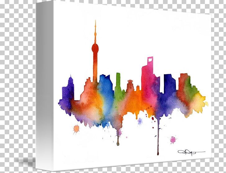 Watercolor Painting Shanghai Skyline Kind PNG, Clipart, Art, Canvas, Cityscape, Computer Wallpaper, Drawing Free PNG Download
