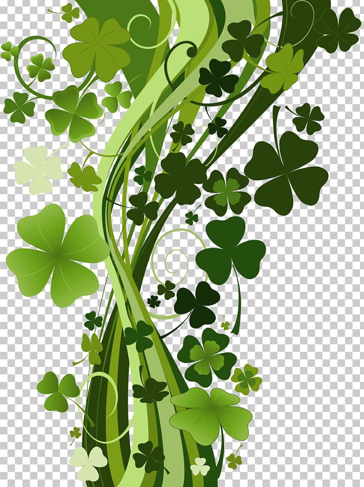 Saint Patricks Day Four-leaf Clover PNG, Clipart, Background Green, Branch, Clover, Curve, Dark Free PNG Download