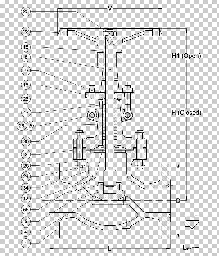 Check Valve Bolt Technical Drawing PNG, Clipart, Angle, Artwork, Black And White, Bolt, Check Valve Free PNG Download