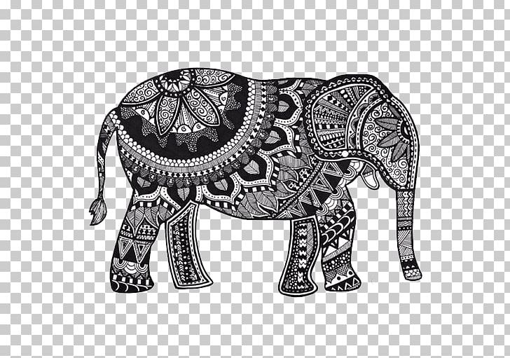 T-shirt Sticker Elephant Mandala PNG, Clipart, African Elephant, Art, Black And White, Clothing, Elephant Free PNG Download
