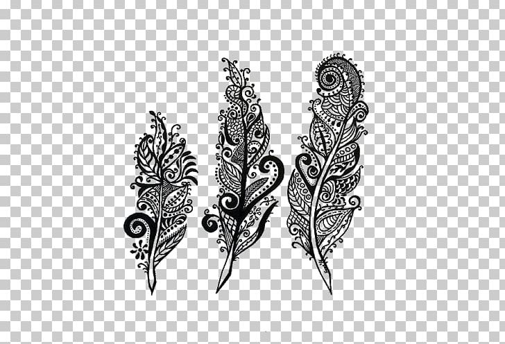 Drawing Feather Tattoo Mandala PNG, Clipart, Animals, Art, Bird, Black And White, Body Jewelry Free PNG Download