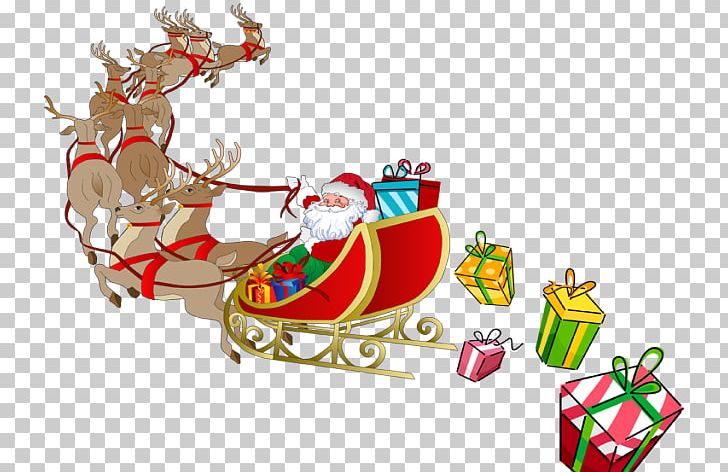 Santa Claus Reindeer Sled PNG, Clipart, Christmas, Christmas Decoration, Christmas Ornament, Fictional Character, Free Content Free PNG Download