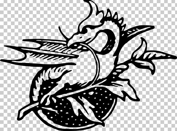 Black And White Symbol Dragon PNG, Clipart, Artwork, Beak, Bird, Chicken, Dragon Free PNG Download