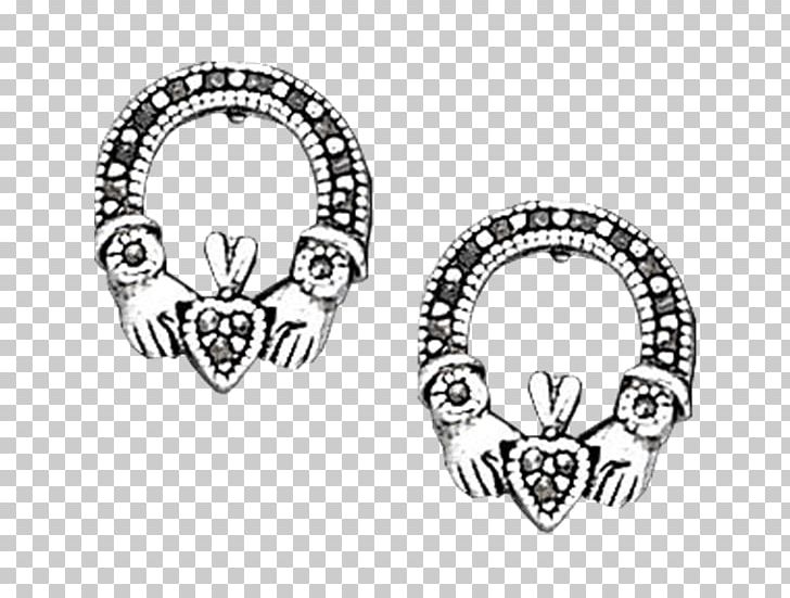 Earring Claddagh Ring Body Jewellery White Font PNG, Clipart, Black And White, Body Jewellery, Body Jewelry, Brand, Celtic Free PNG Download