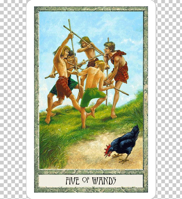 The Druid Craft Tarot The Druidcraft Tarot Five Of Wands Playing Card PNG, Clipart, Chariot, Divination, Druid, Druidry, Eight Of Wands Free PNG Download