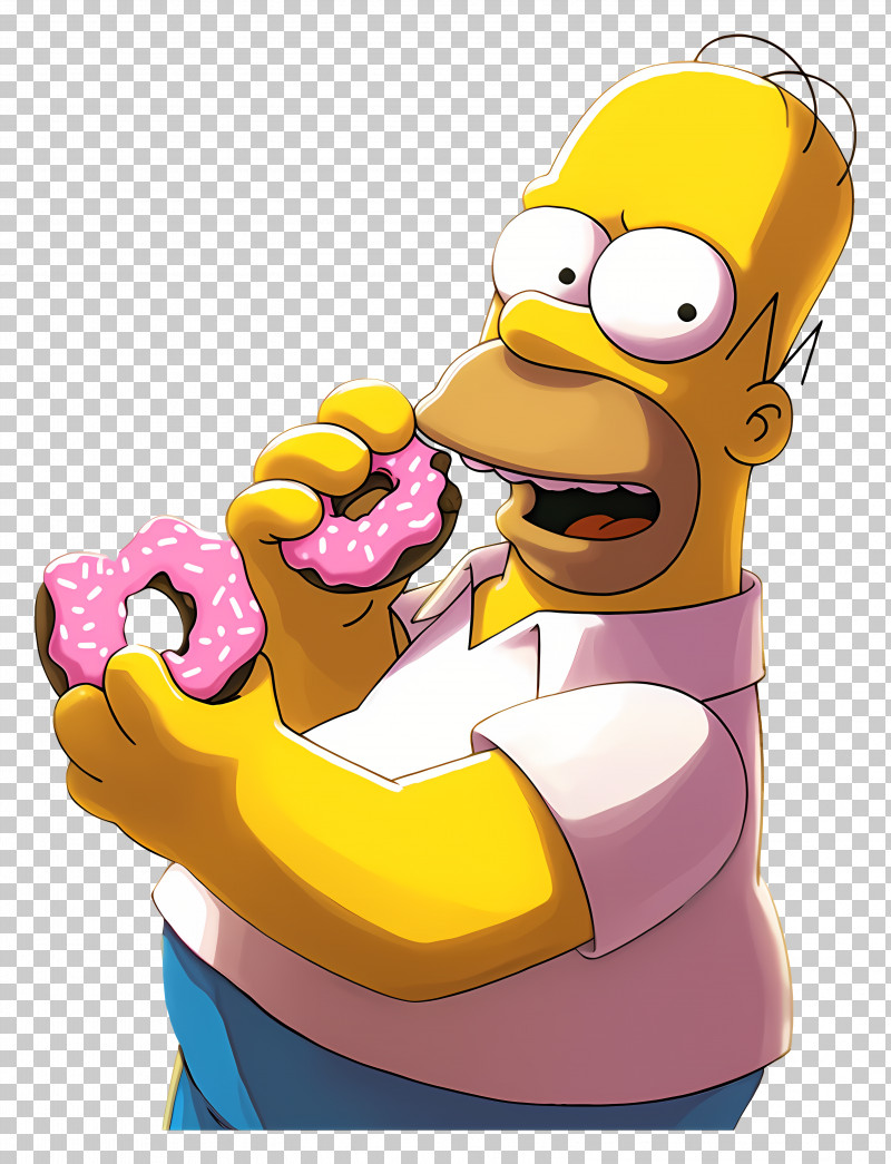Homer Simpson Yellow Cartoon Character With Donuts PNG, Clipart