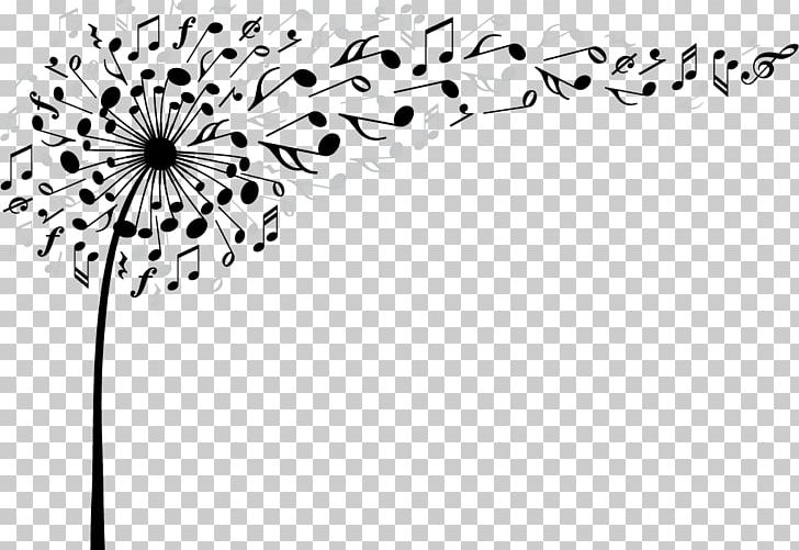 Musical Note Dandelion PNG, Clipart, Art, Black, Black And White, Branch, Cut Flowers Free PNG Download
