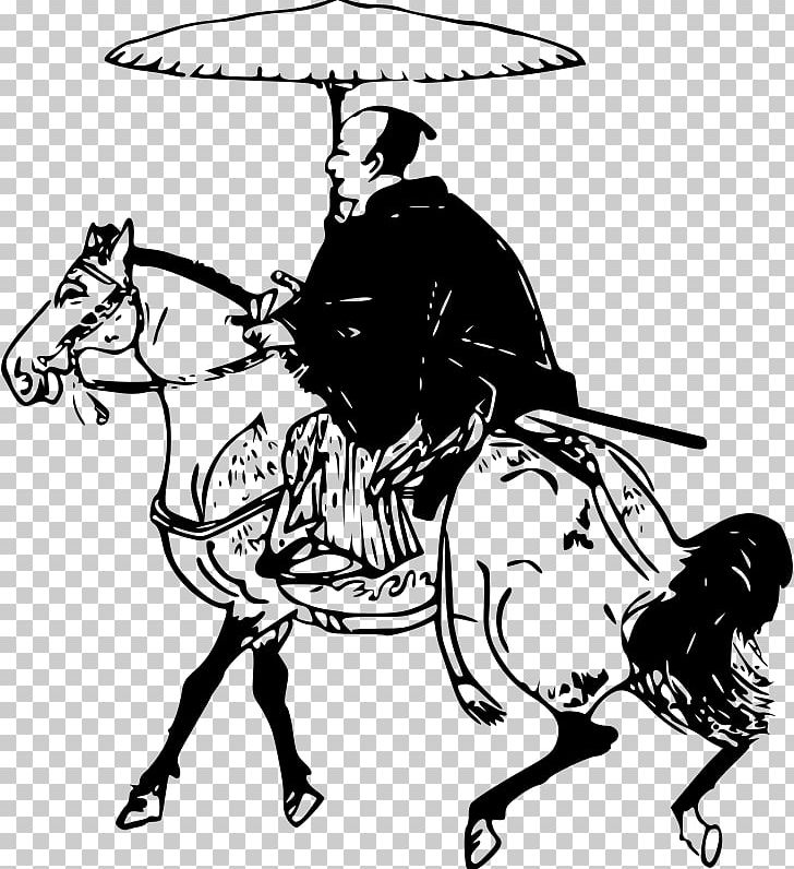 Drawing Samurai Line Art PNG, Clipart, Black And White, Bridle, Chariot, Cloth, Cowboy Free PNG Download