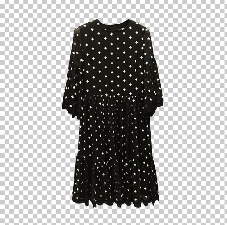 T-shirt Polka Dot Dress Chiffon Pocket PNG, Clipart, Background Black, Black, Black Background, Black Hair, Chiffon Free PNG Download