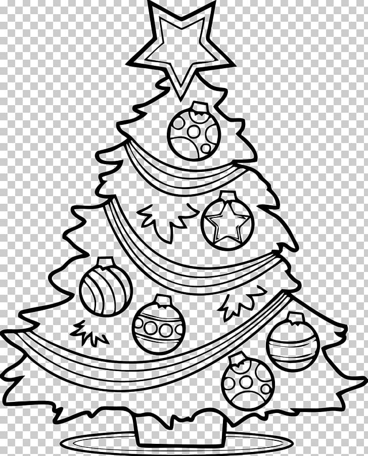 Christmas Tree Santa Claus Drawing PNG, Clipart, Art, Black And White, Christmas, Christmas Decoration, Christmas Ornament Free PNG Download