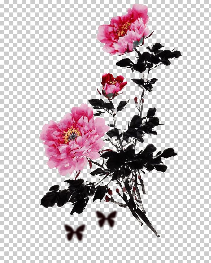Moutan Peony Floral Design PNG, Clipart, Black, Branch, Chinese Style, Chrysanths, Creative Flower Free PNG Download