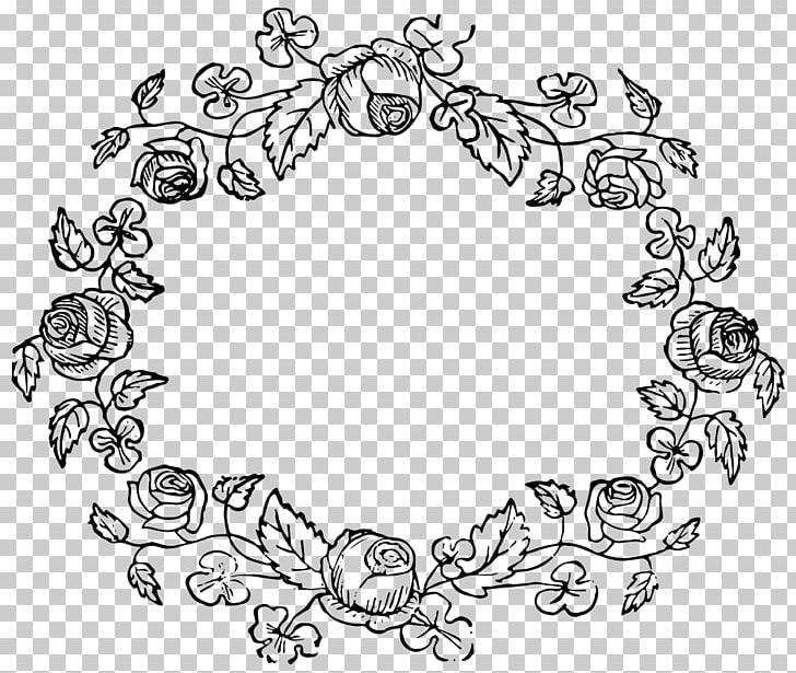 Floral Design Flower Rose Wreath Pattern PNG, Clipart, Area, Art, Artwork, Black And White, Circle Free PNG Download