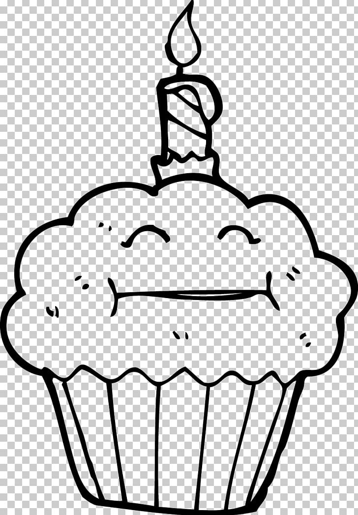 Cupcake Birthday Cake Muffin Drawing PNG, Clipart, Birthday, Birthday Cake, Black, Black And White, Cake Free PNG Download