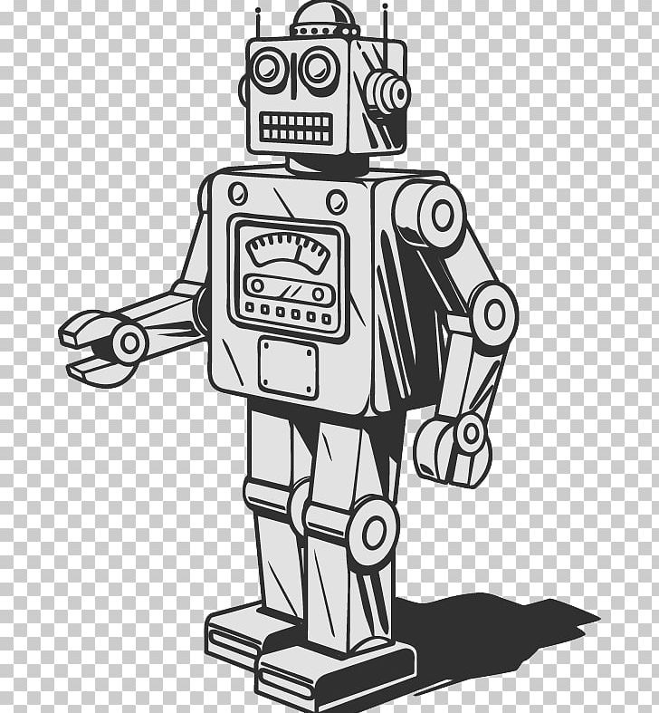 Robot Graphics Drawing Stock Illustration PNG, Clipart, Angle, Art, Black And White, Cartoon, Coloring Book Free PNG Download