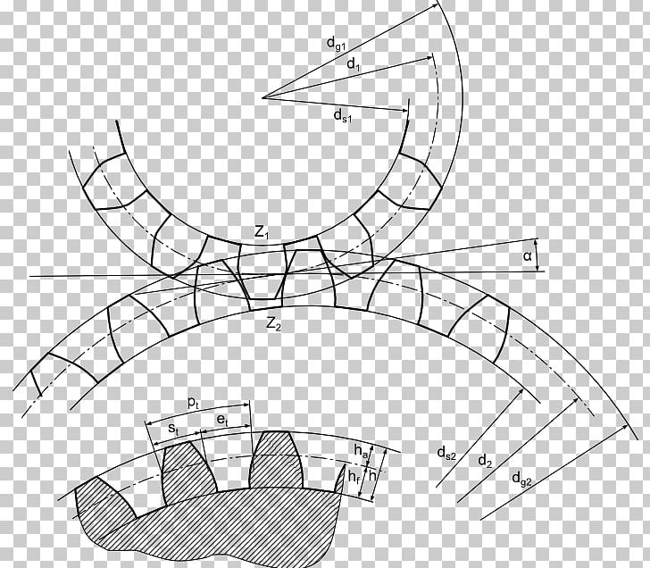 Gear Technical Drawing Involute Technique PNG, Clipart, Angle, Area, Artwork, Baukonstruktion, Black And White Free PNG Download
