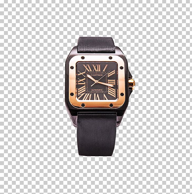 Watch Strap Cartier Santos 100 Gold PNG, Clipart, Accessories, Automatic Watch, Brand, Brown, Cartier Free PNG Download