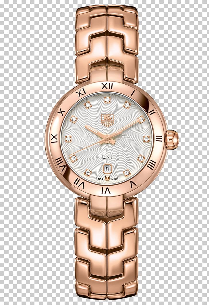 Watch TAG Heuer Swiss Made Quartz Clock Chronograph PNG, Clipart, Bracelet, Brown, Diamond, Form, Gold Free PNG Download