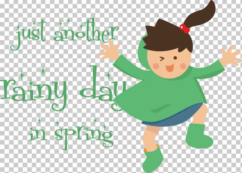 Raining Rainy Day Rainy Season PNG, Clipart, Cartoon, Character, Green, Happiness, Leaf Free PNG Download