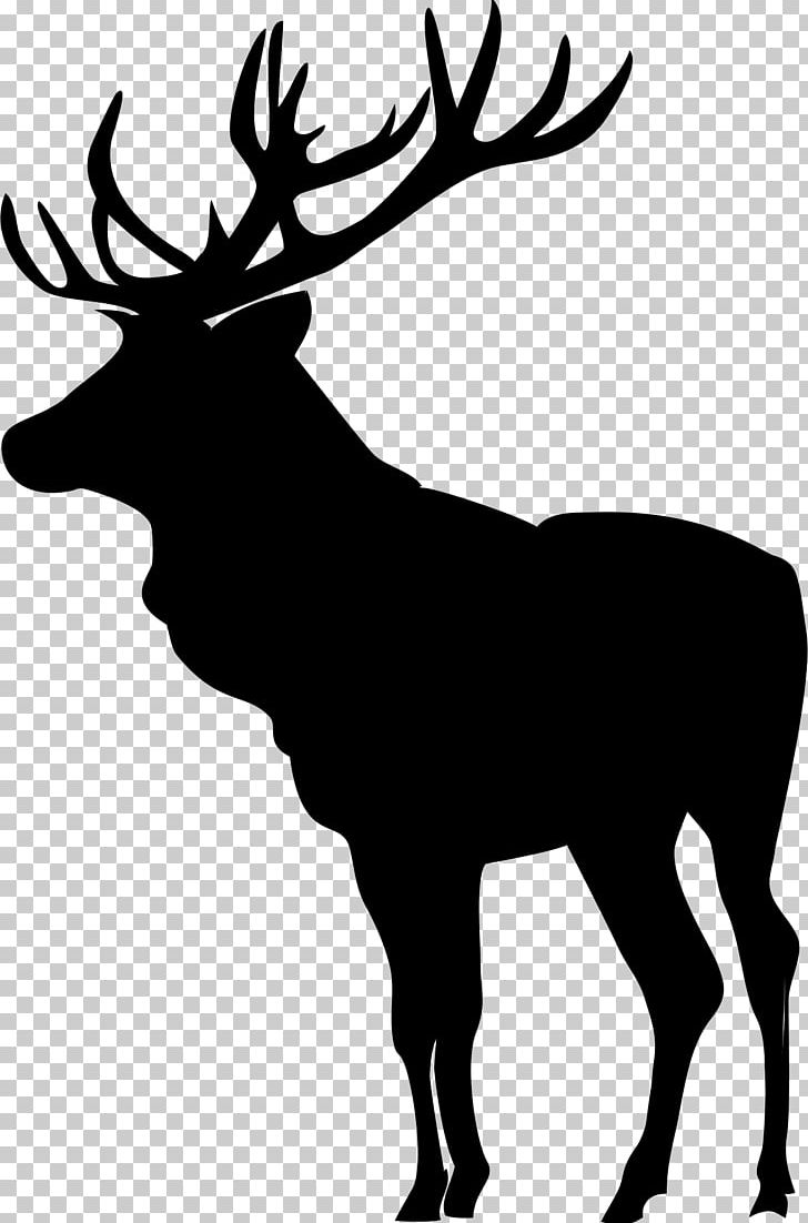 Elk Deer Moose Silhouette PNG, Clipart, Animals, Antler, Black And White, Clip Art, Deer Free PNG Download