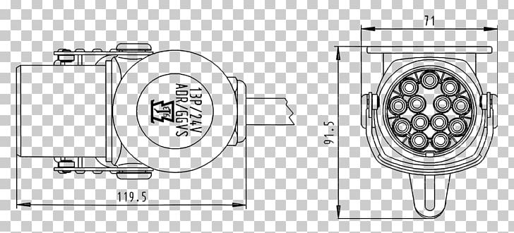 Trailer Connector Electrical Connector International Organization For Standardization Drawing PNG, Clipart, Angle, Auto Part, Door Handle, Drawing, Electrical Connector Free PNG Download