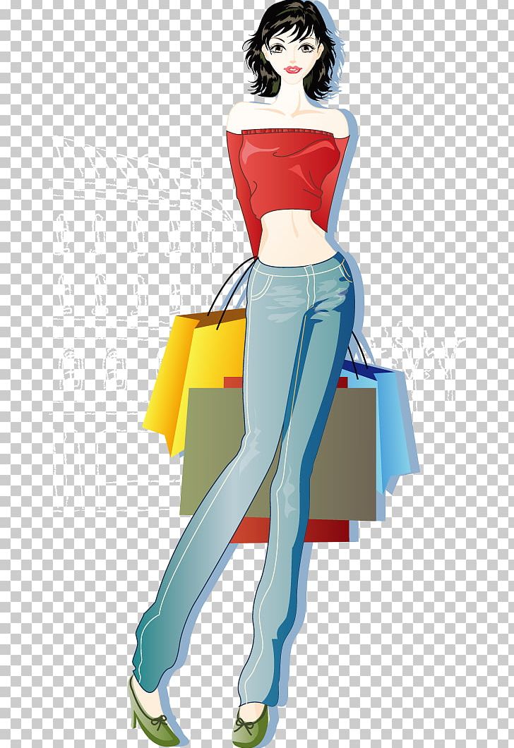 Shopping Woman Bag Illustration PNG, Clipart, Apparel, Art, Business Woman, Coffee Shop, Electric Blue Free PNG Download