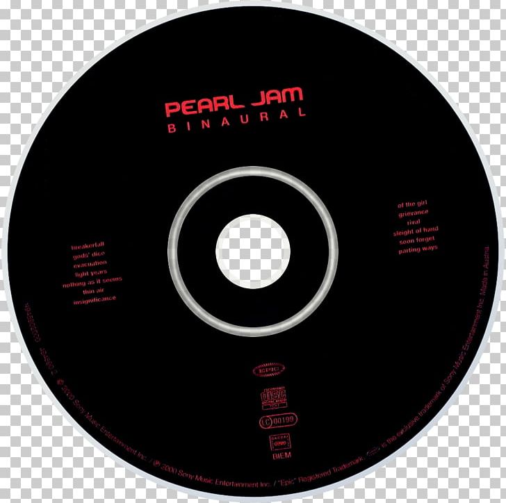 Compact Disc Binaural Pearl Jam PNG, Clipart, Binaural, Brand, Compact Disc, Data Storage Device, Dvd Free PNG Download