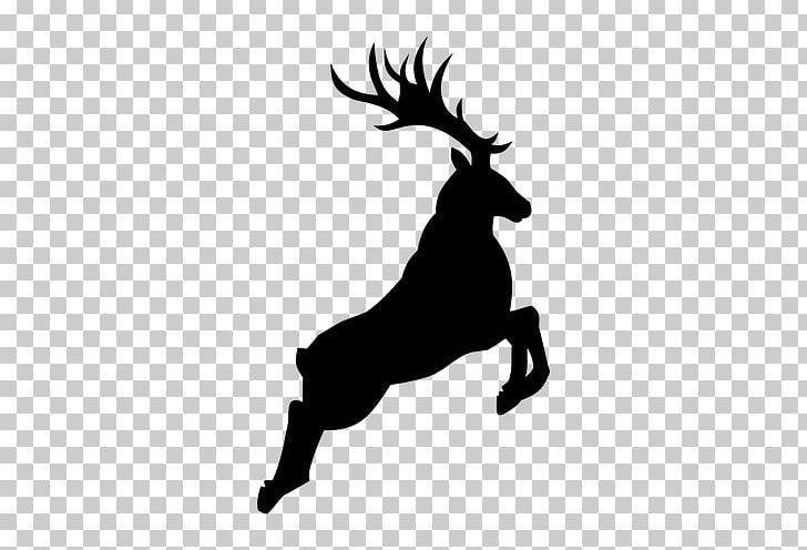 Reindeer Rudolph Silhouette PNG, Clipart, Animals, Antler, Black And White, Deer, Drawing Free PNG Download