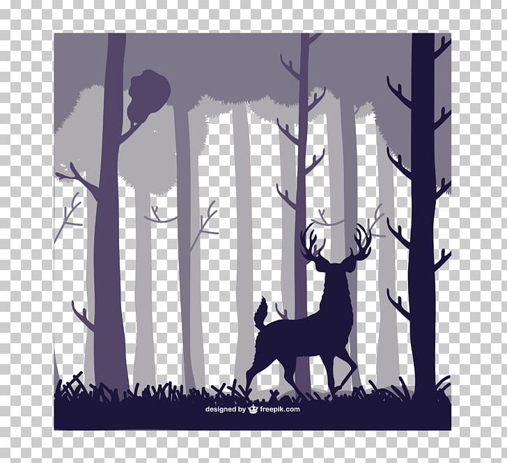 Deer Forest Silhouette Illustration PNG, Clipart, Animal, Christmas Tree, Contour, Deer, Deer Vector Free PNG Download