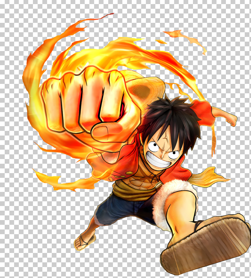 Straw Hat Pirates - Anime Character With Flaming Fist PNG