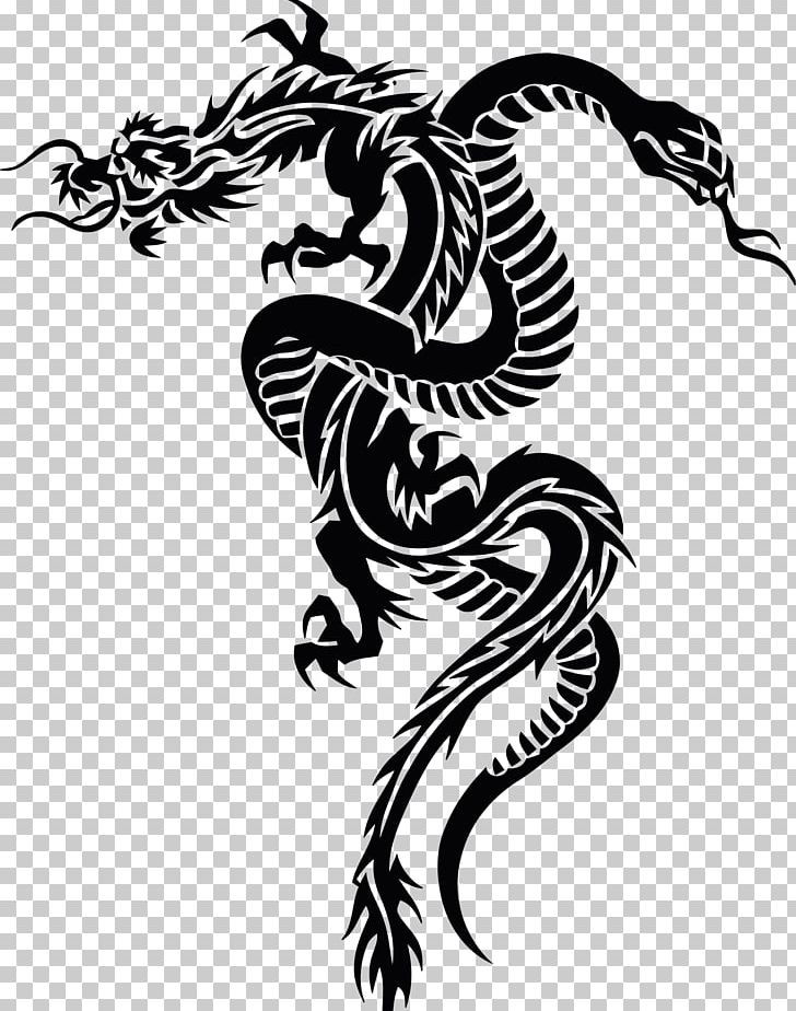 Snake Tattoo Chinese Dragon PNG, Clipart, Art, Black And White, Chinese Dragon, Clip Art, Dragon Free PNG Download