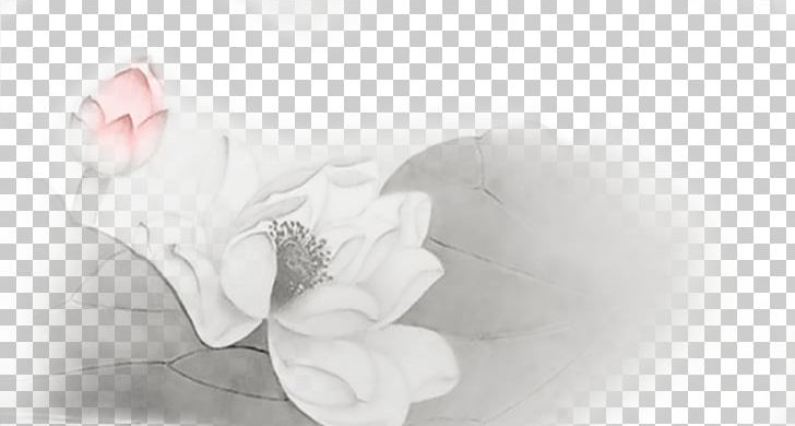 Ink Wash Painting Chinoiserie PNG, Clipart, Black And White, Creative Background, Flower, Girl, Hand Free PNG Download