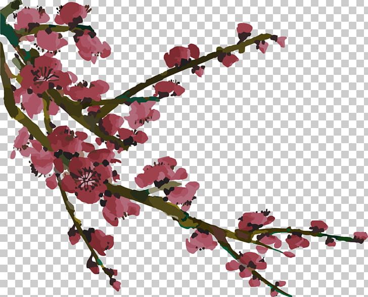 Chinese Painting Branch Tree PNG, Clipart, Art, Blossom, Branch, Brush, Cherry Free PNG Download