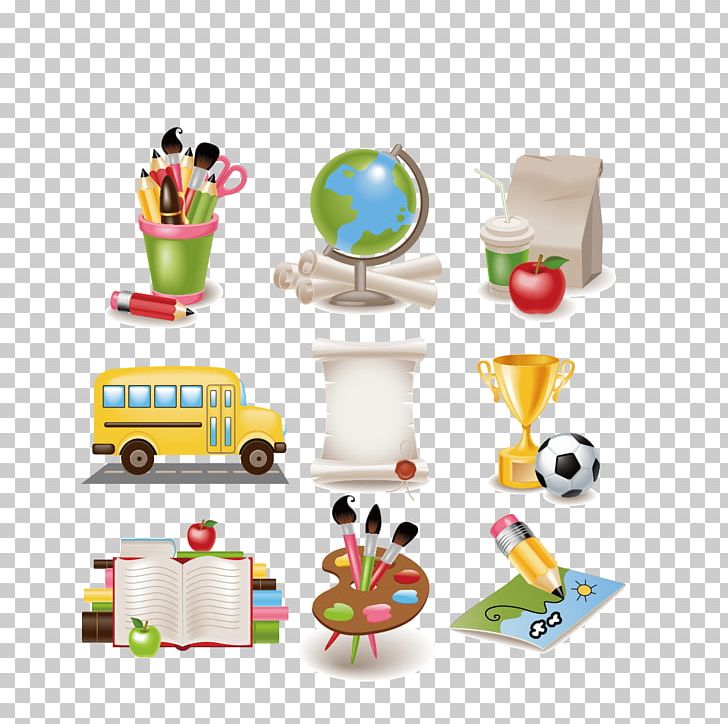 School Supplies Cartoon PNG, Clipart, Back To School, Car, Creative Background, Cup, Download Free PNG Download