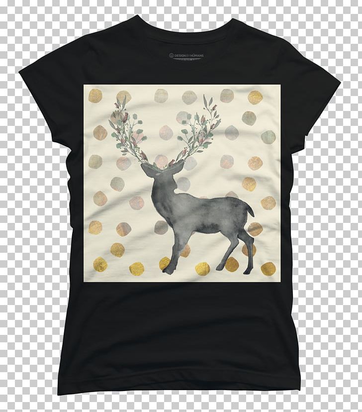 T-shirt Reindeer Clothing Sleeve PNG, Clipart, Animal, Antler, Black, Black M, Brown Free PNG Download
