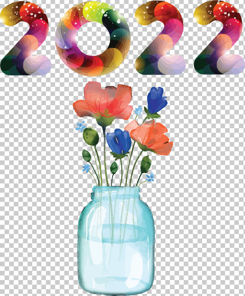 2022 Happy New Year 2022 New Year 2022 PNG, Clipart, Cut Flowers, Flower, Petal, Plastic, Vase Free PNG Download
