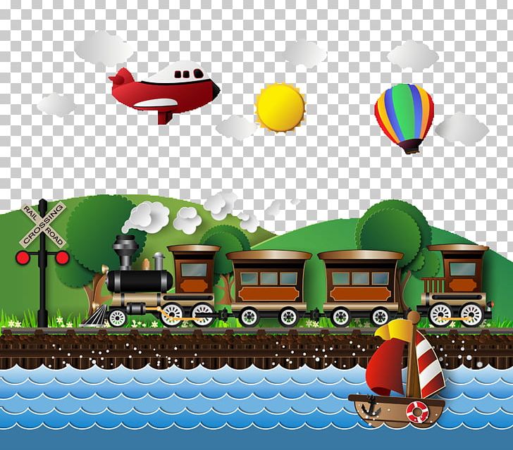 Train Cartoon Illustration PNG, Clipart, Aircraft, Art, Balloon, Clouds, Download Free PNG Download