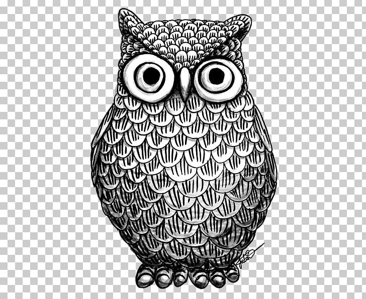 Black-and-white Owl Drawing Black And White Bird PNG, Clipart, Animals, Art, Bird, Bird Of Prey, Black And White Free PNG Download